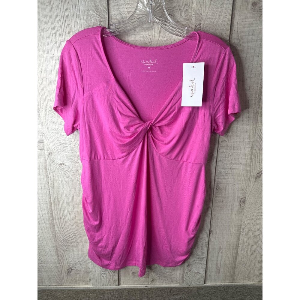 Isabel By Ingrid & Isabel Pink Short Sleeve Twist Front Maternity Top Medium